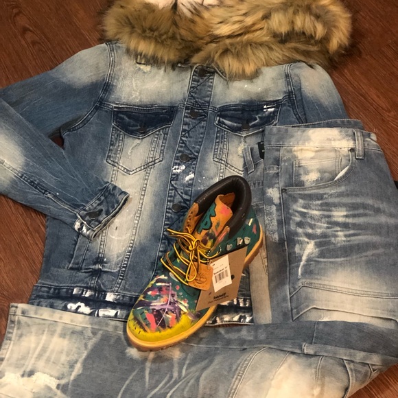 Smoke rise men denim 2 piece - Picture 2 of 6